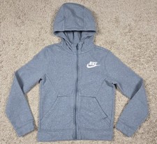 Nike Sportswear Boys Small Full Zip Hoodie Blue Swoosh Pockets