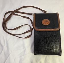 Vintage Dooney  Bourke Blk Pebble Leather Wallet/Phone Crossbody Bag L 4-1010