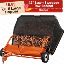 42" Tow Behind Lawn Sweeper 18.55 Cu. Ft. Leaf&Grass Collector Adjustable Height