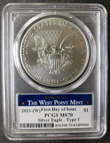 2021 (W) $1 American Silver Eagle Dollar PCGS MS70