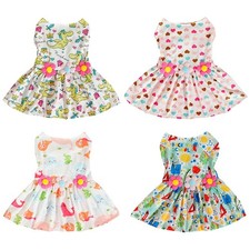 Spring Summer Cute Cartoon Dog Dress Skirt Pet Clothes for Puppy Small Cat