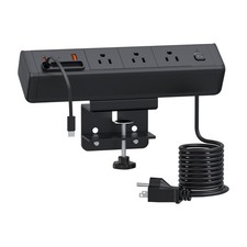 Desk Clamp Power Strip with1 PD20W Retractable USB C Cables,Nightstand Chargi...