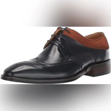 New Stacy Adams Hewlett Wingtip Oxford in Black Leather Size 8.5