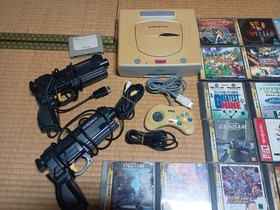 SEGA Saturn White Console HST-0014 Set w Controller + 12 Games Tested Japan