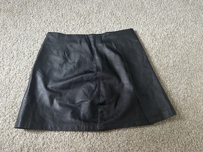 Vintage Newport News Size 10 100% Leather Black Skirt