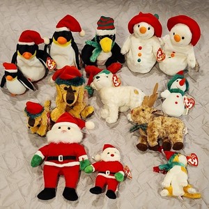 Ty Jingle Beanies Plush Lot Zero Toboggan Chillin Tinsel Rudy Jangle Santa