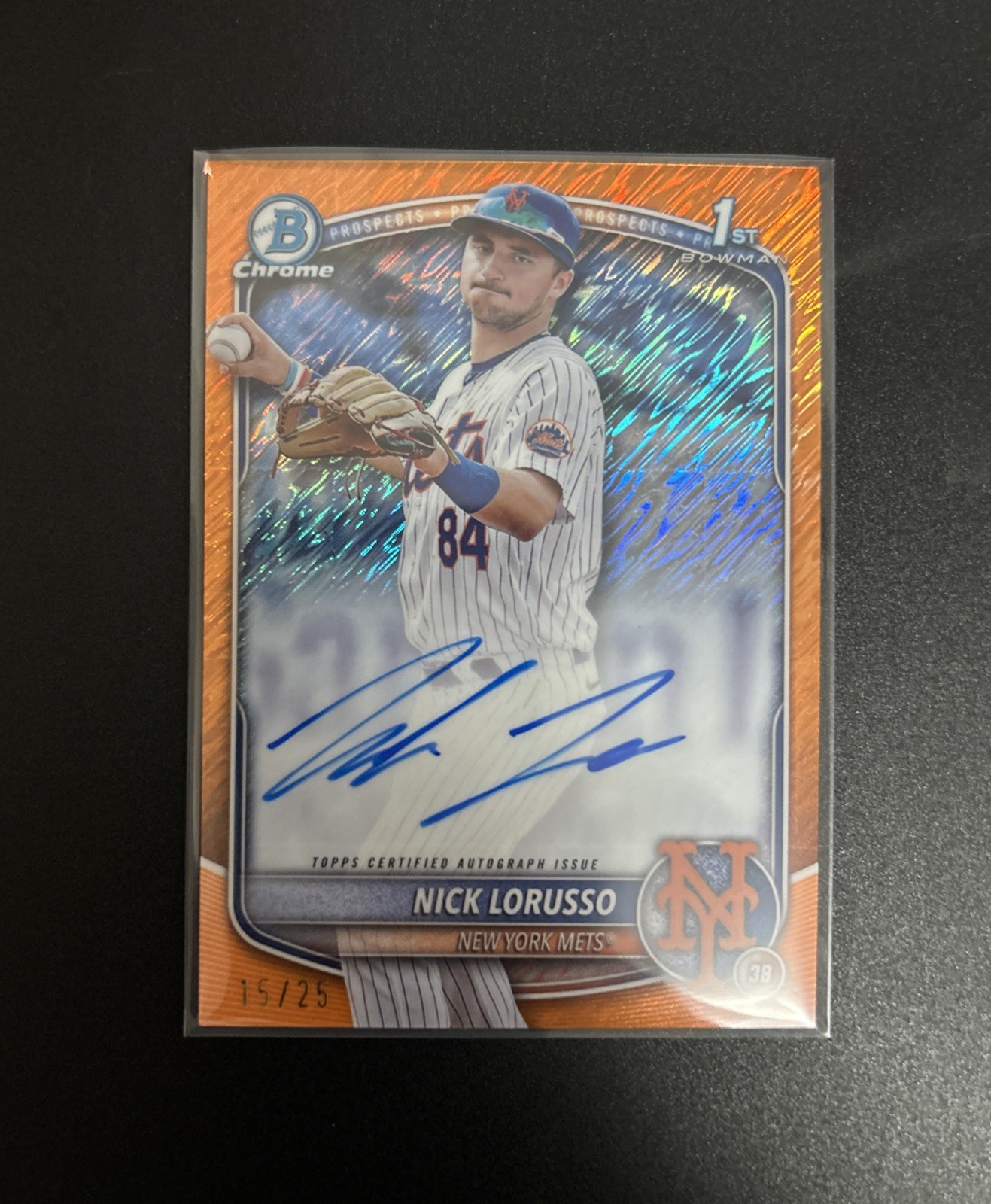 2025 Bowman Chrome Nick Lorusso 1st Orange Shimmer Refractor Auto SP /25 CPA-NL