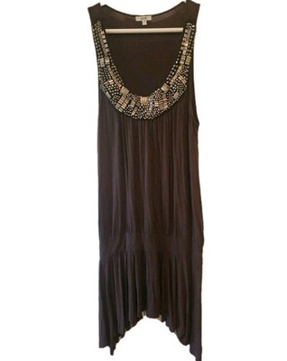 Cache Dress Vintage Studded Embellished Tank Y2k Brown M Midi