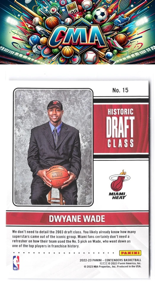 2022-23 Panini Contenders #15 Dwyane Wade Historic Draft Class Contenders - Image 2 of 2