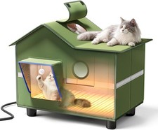 Heated Cat Shelter Outside Large Outdoor Cat House W/ Roof Window  Cozy Cushion