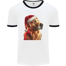 T-Shirt Ringer Pour Homme Golden Retriever De Noël