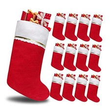 Felt Christmas Stockings, 19 Inches Red and White Christmas 12 Pack Red  White