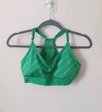 Victoria's Secret PINK Ultimate Sports Bra Size M Green White Logo Gym Workout