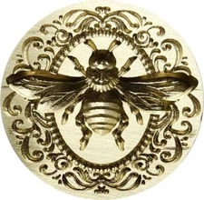 3D Bee surrounded by Elegant Scroll Frame - 1.2" Wax Seal Stamp head