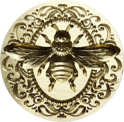 3D Bee surrounded by Elegant Scroll Frame - 1.2'' Wax Seal Stamp head