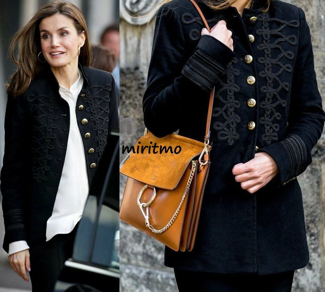 RARE ZARA BLAZER BLACK MILITARY VELVET TOGGLES COAT JACKET EXTRA