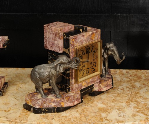 Art Deco Clock Set Elephants French C1925 Fully Working - 第 8/24 張圖片