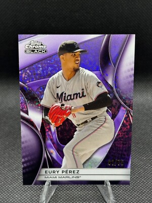 2025 Topps Chrome Black EURY PEREZ Purple Mini Diamond Refractor /75 Marlins