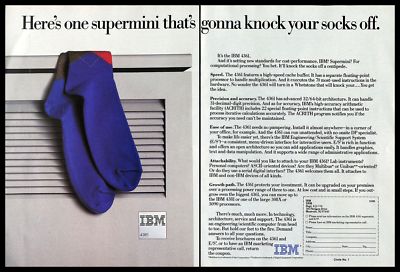 1985 IBM 4361 Engineering Scientific Computer Vintage PRINT AD Electronics Socks