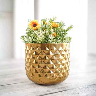 Metal Indoor Pineapple Texture Modern Plant Pot Golden Planter | eBay