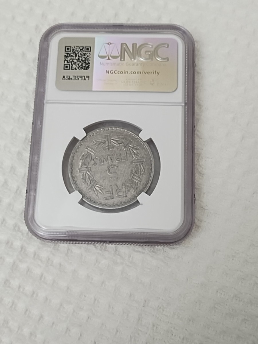1945 France 5 Francs, Repvbliqve Francaise, NGC AU 58 | eBay