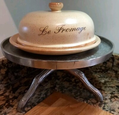Le Fromage Glasur Terrakotta Steinzeug Käseschale Lebensmittel Aufbewahrung Kuppel Deckel Platte 10''