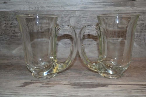 Tiara Indiana Glass Clear Hunter Horn Mug 12 oz lot of 2