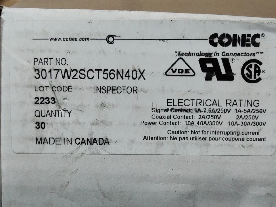 CONN D-SUB RCPT 17POS R/A SLDR 3017W2SCT56N40X 626-1124-ND Connector, US STOCK - Image 4 of 4