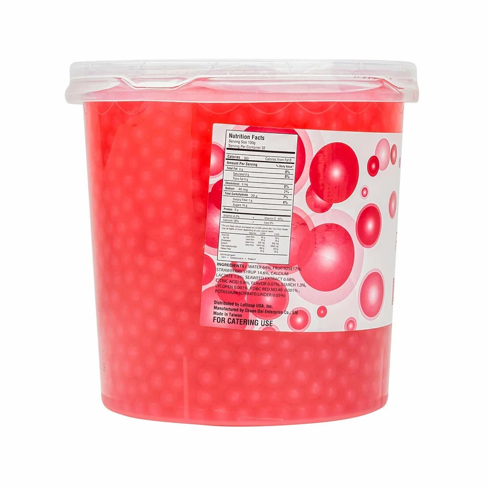 Tea Zone Strawberry Popping Pearls/Popping Boba(B2053, 7lbs) for Boba Tea - Image 3 of 4