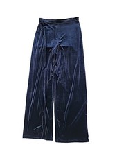 VTG Kathie Lee Collection Black Velvet Elastic Waist Wide Leg Pull-on Pants Sz M