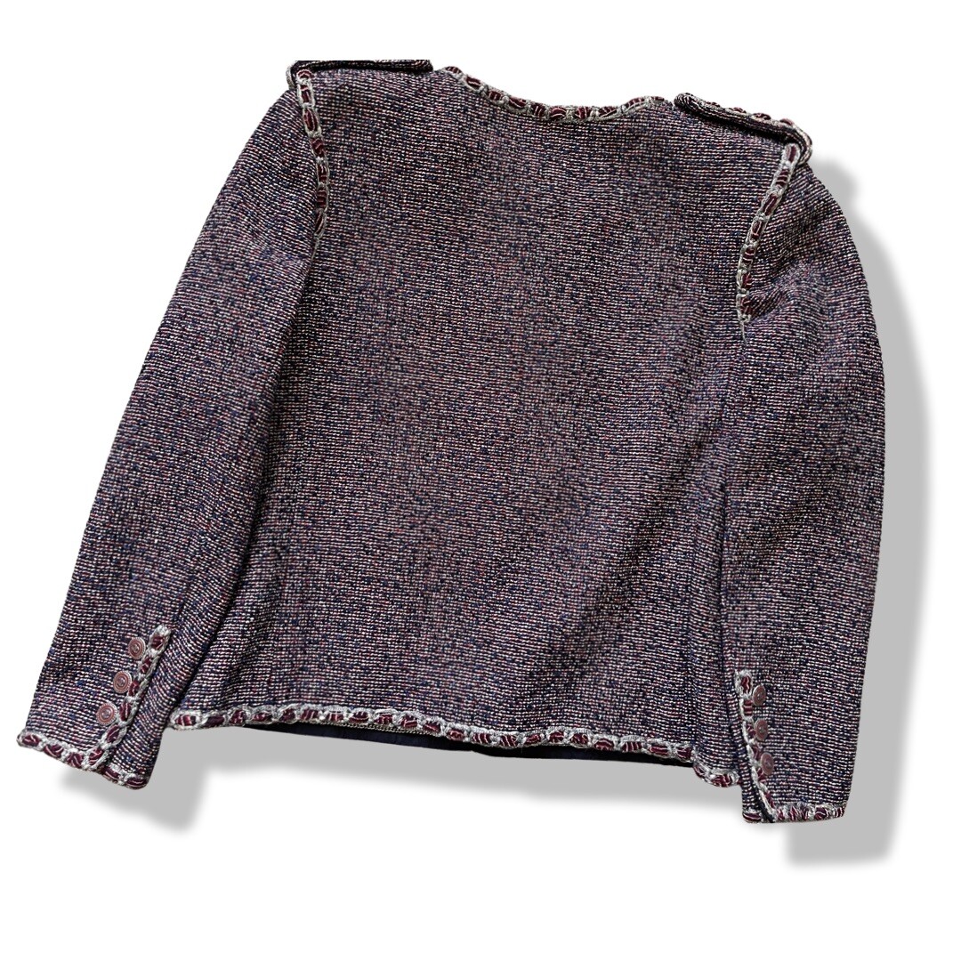 CHANEL Red & Blue tweed Button Front Jacket XL | FR 46 | eBay