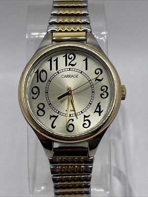 Carriage by Timex Women's Two Tone Watch Stretch Band 30mm C3C367- New Battery