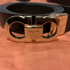 Salvatore Ferragamo Men's Double Gancini Buckle Leather Belt