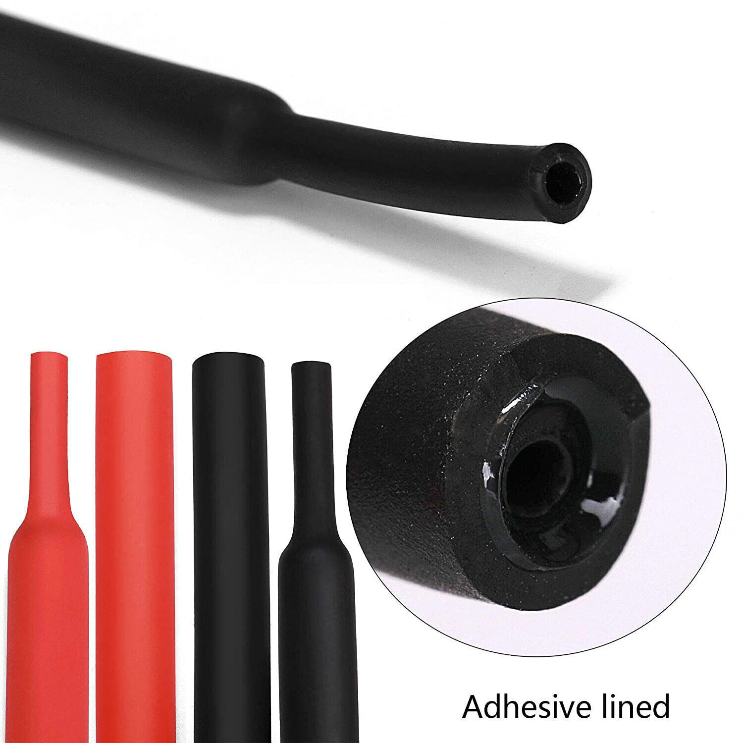 3:1 Ratio Heat Shrink Tubing Dual Wall Adhesive Lined Red Black Cable Wire Tube