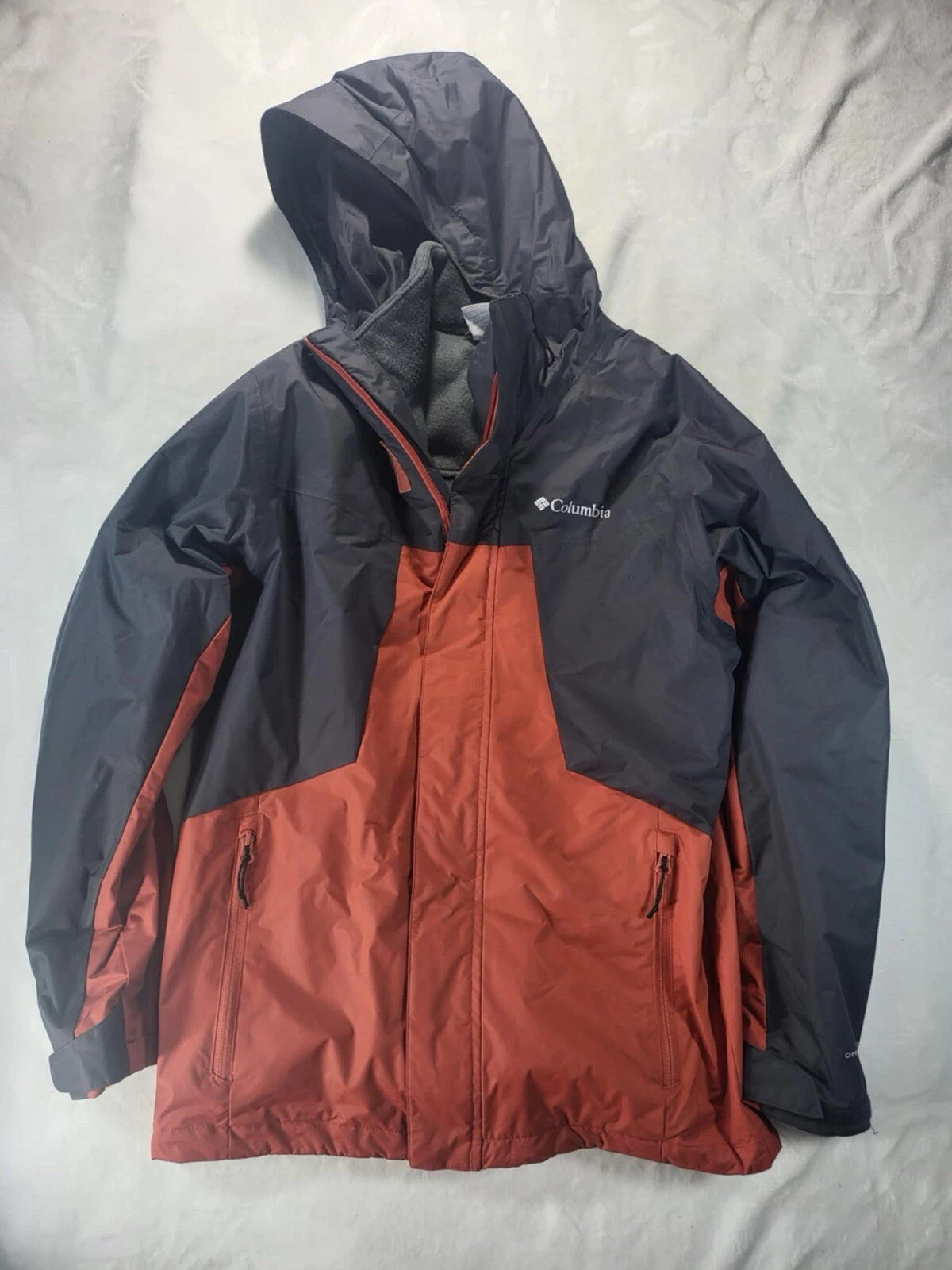 Columbia Unisex Size S Interchange Waterproof Hooded Full Zip Orange Red Jacket