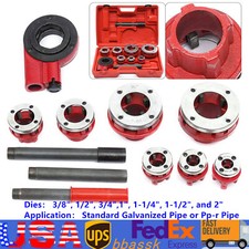 Ratchet Ratcheting Pipe Threader Kit 3/8" to 2" Dies and Portable Storage