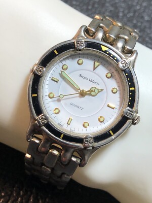 Vintage Sergio Valente Men s Watch Luminous Hands Runs Band/Case In Bad Shape