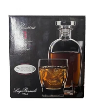 Luigi Bormioli Italy Rossini Glass Decanter and 2 Glasses Set New in Box 24oz