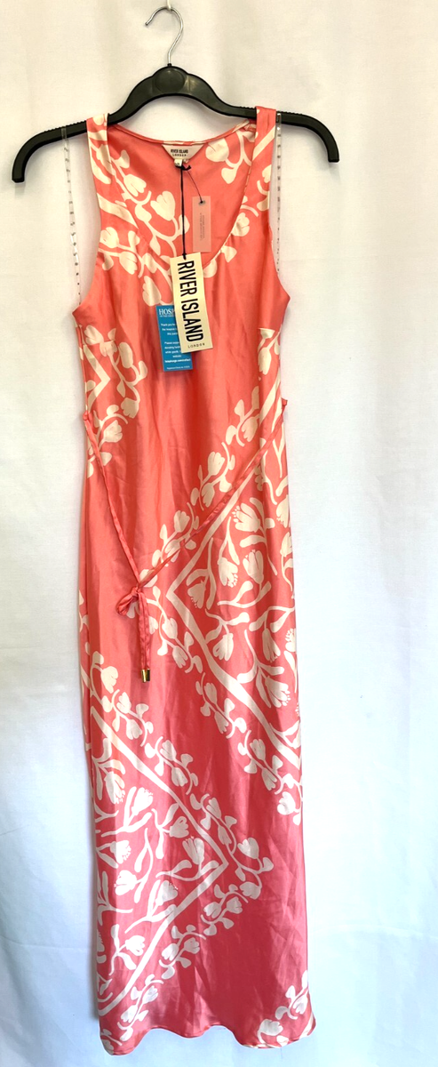 River Island Coarl White Maxi Dress Sixe 10 UK