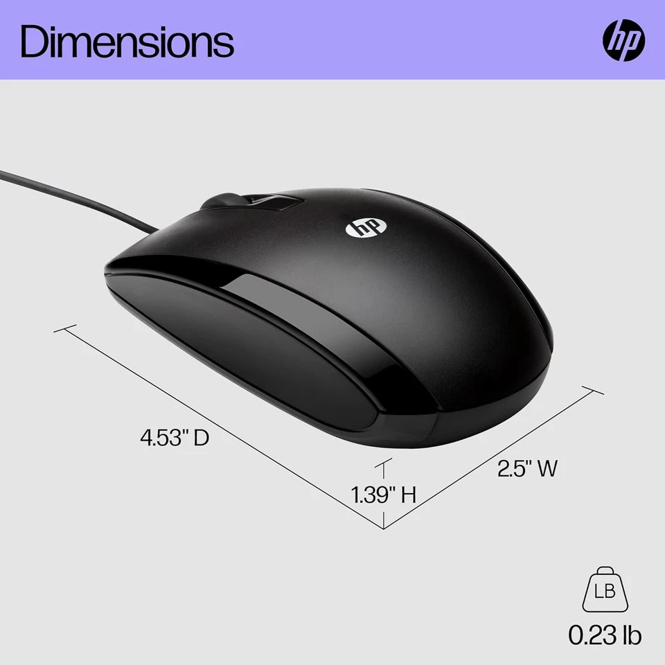 HP X500 - Wired USB Mouse for Windows PC Desktop, Laptop, Notebook, Mac, Compute - Image 3 of 4