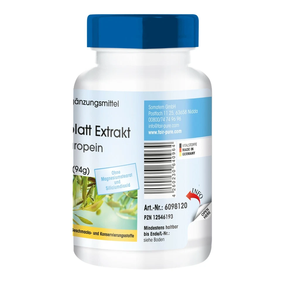 Olivenblatt Extrakt 500 mg - 120 Kapseln- 20% Oleuropein - vegan | fair & pure - Bild 3 von 4