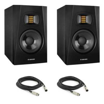 Adam Audio T5V T-Series Active Nearfield Monitor, Pair with 2 XLR Cables
