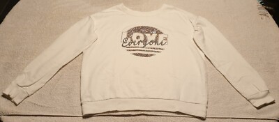 Weißes langärmliges Sweatshirt mit Glitzersteinen von Colin`s Größe S