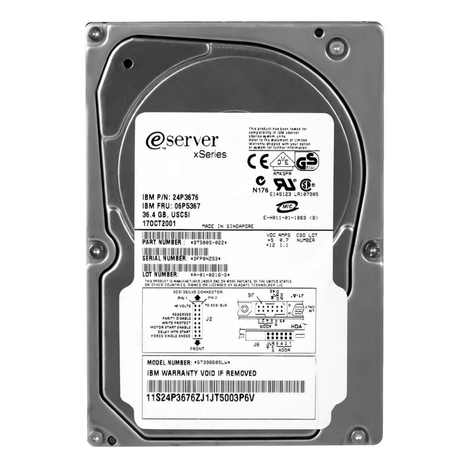 Hard IBM 06P5367 24P3676 36.4GB 10000U/Min SCSI U160 ST336605LW 3.5'' Inch - Image 2 of 3