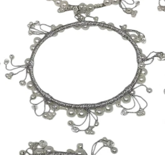 Beads Pearls Candle Rings Wreaths Wire Silver White Wedding Party Decor Lot 10 - Image 2 of 4