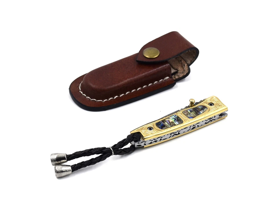 Custom Handmade Folding Knife (Abalone Shell & Brass Handle ) - Image 4 of 4