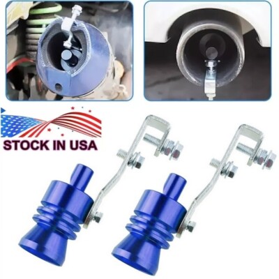 2x L Blue Car Turbo Sound Noise Whistle, Exhaust Pipe Booster Muffler Simulator