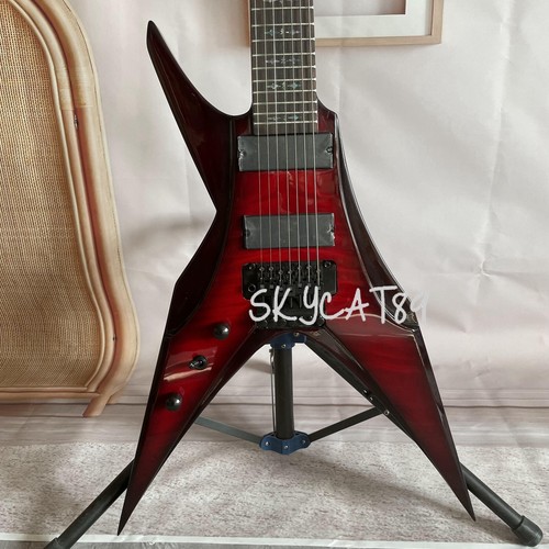 Red 7 String Left-Handed Flame Maple Top Electric Guitar FR Bridge ...