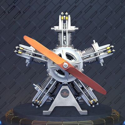TECHING Five-Cylinder Radial Engine Plane Simulation Metal Machinery ElectrickY