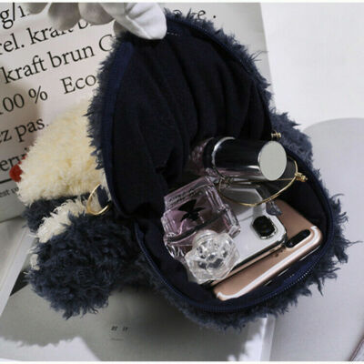 Penguin Plush Shoulder Bag – Cartoon Animal Crossbody Handbag With Adjustable Chain, Navy Blue, Cute & Functional